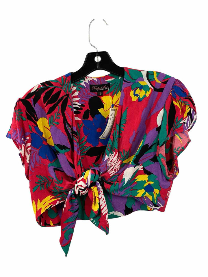 Trashy Diva by Candice Gwinn Size 14 Multi-Color Tie Front Short Sleeve Shirts