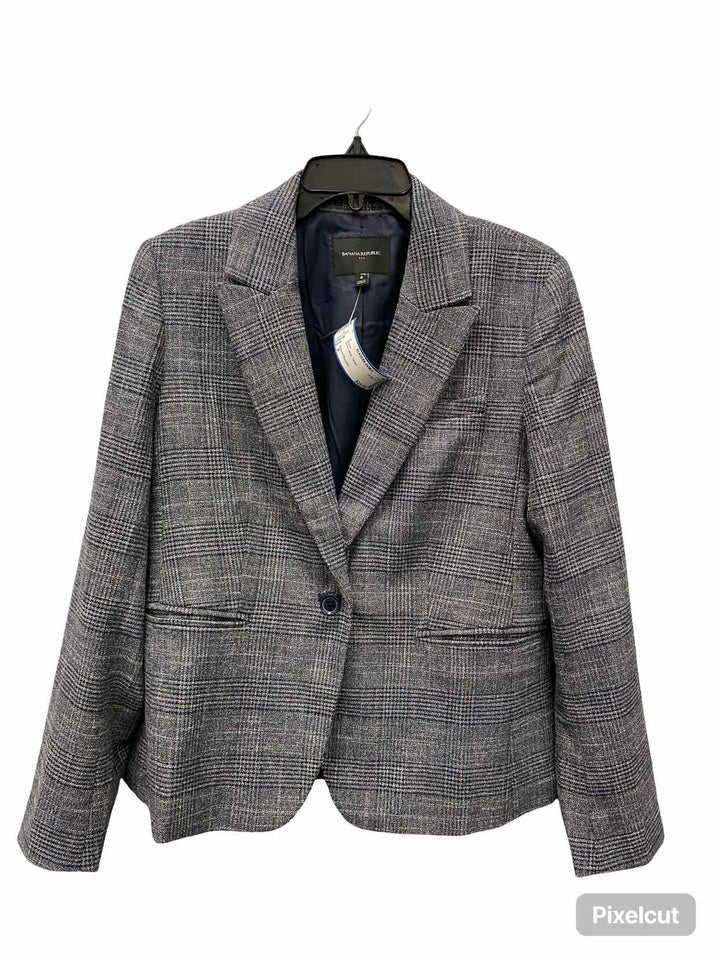Banana Republic Size 8 Black White Tweed Blazer