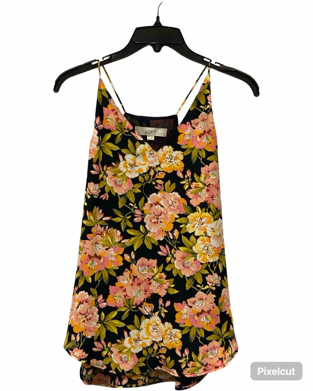 Loft Size XS Navy Pink & Green Floral Tank Top