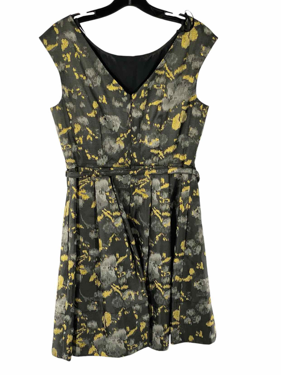 Eliza J Size 8 Grey Yellow Print Dress