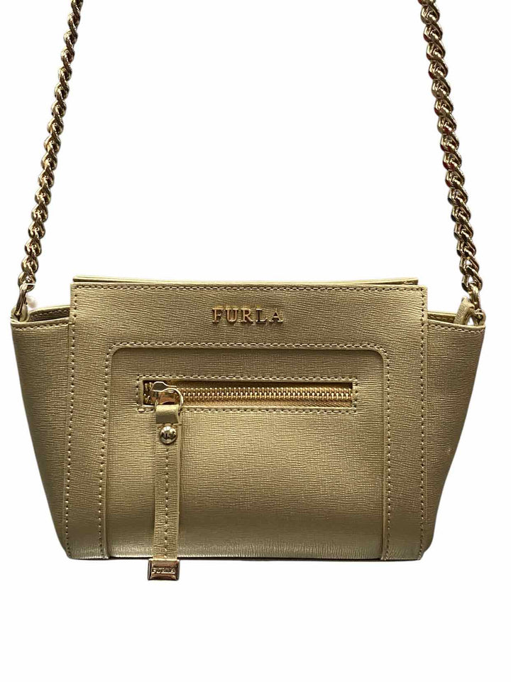 Furla Ginevra Leather Mini Crossbody Gold Purse