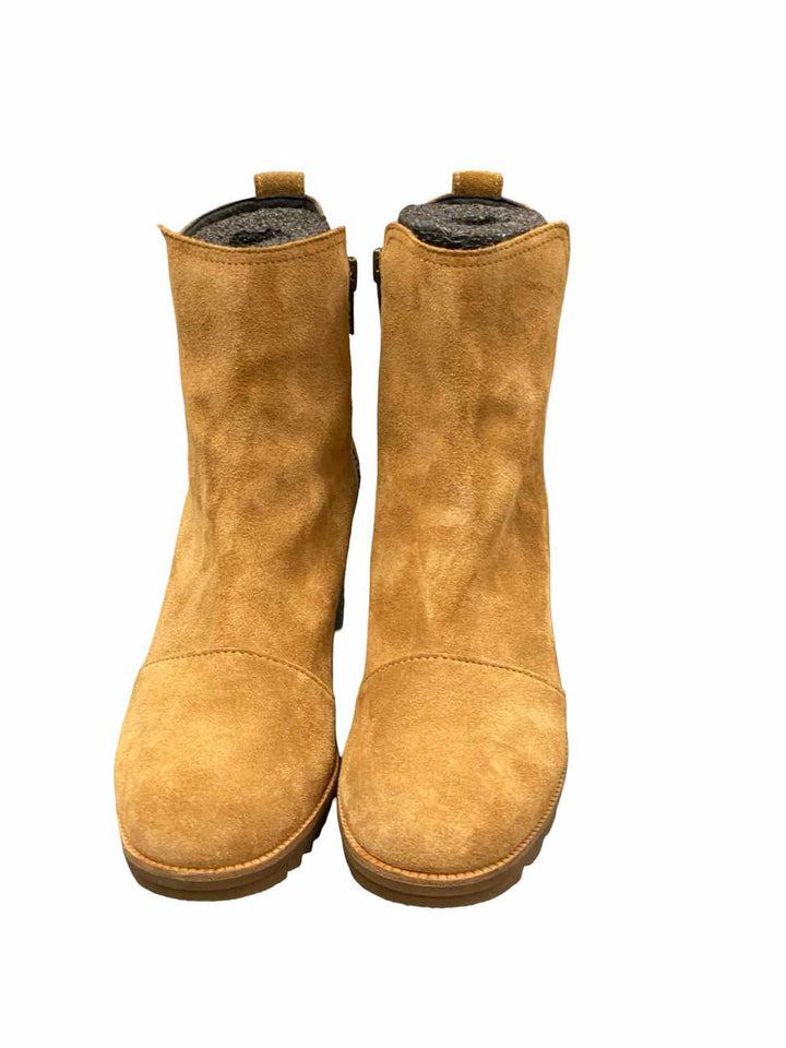 Sorel Shoe Size 7 Camel Brown Suede Cate Waterproof Block Heel Boots(Ankle)