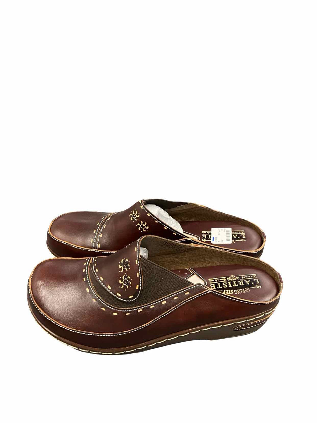 L'Artiste Shoe Size 43 Brown Leather Chino New in Box Clogs