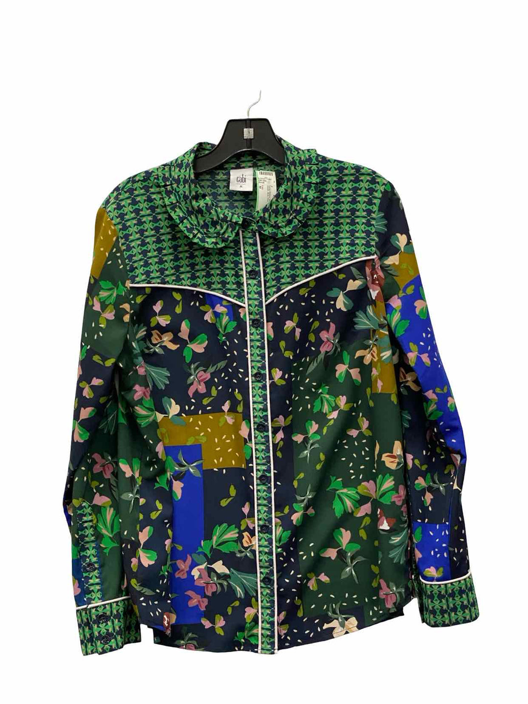 Cabi Size M Green Multi Print Long Sleeve Shirts