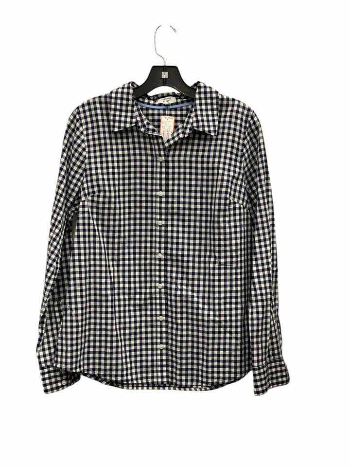 Crown & Ivy Size M Blue White Plaid Long Sleeve Shirts