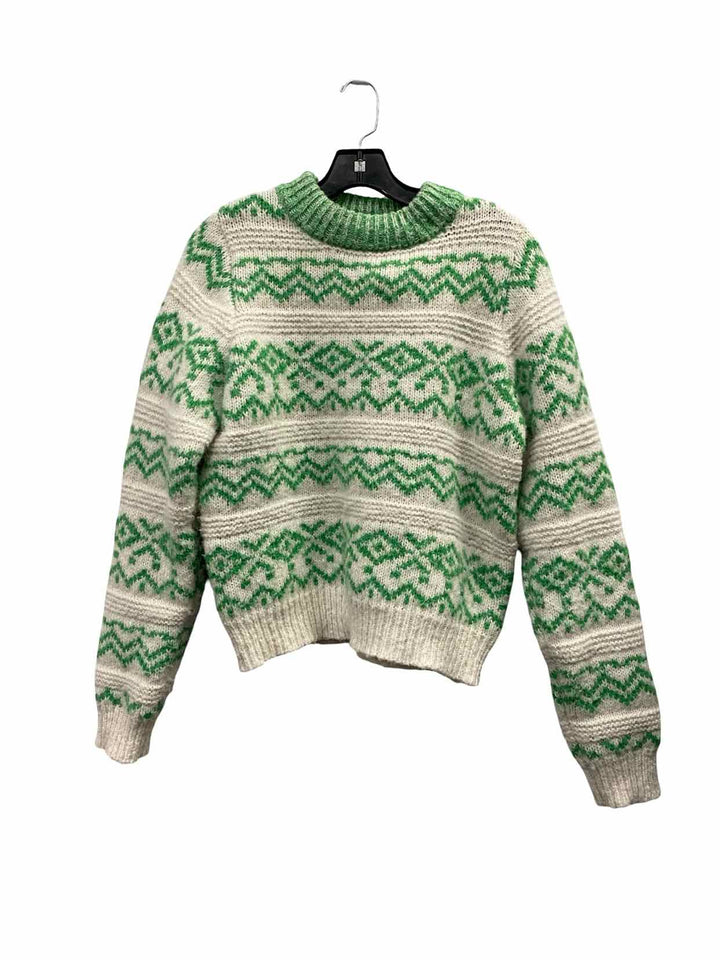 TOPSHOP Size 4-6 White Green Sweater