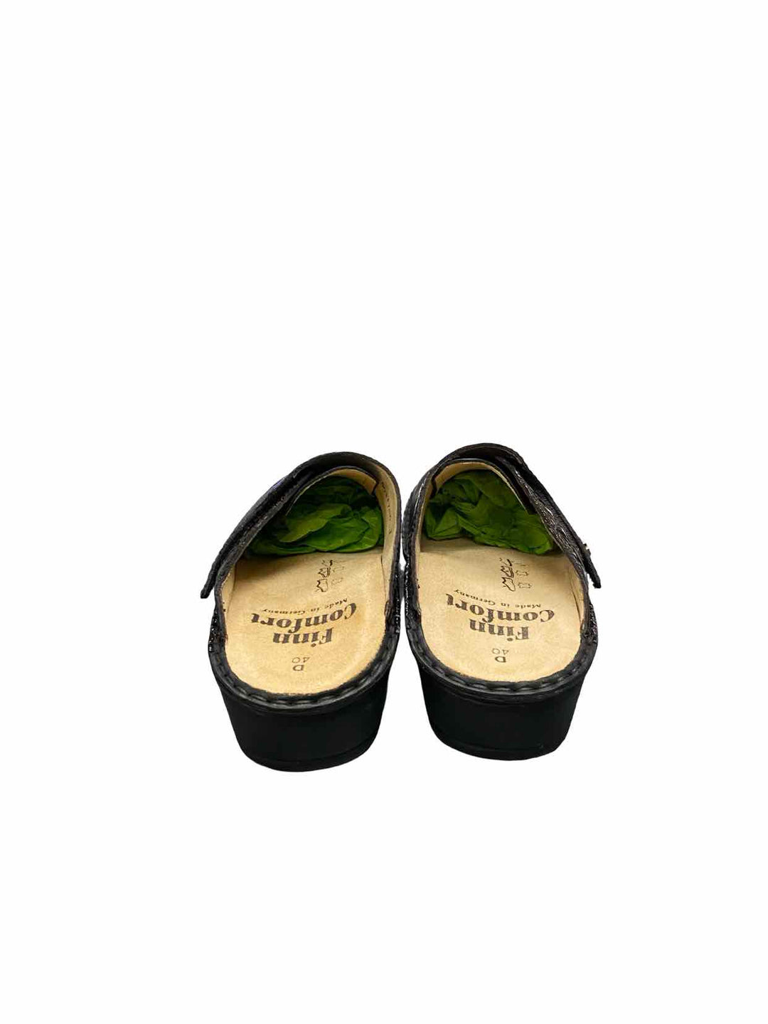 Finn Comfort Shoe Size 40 Black Crocodile Embossed Aussee Clogs