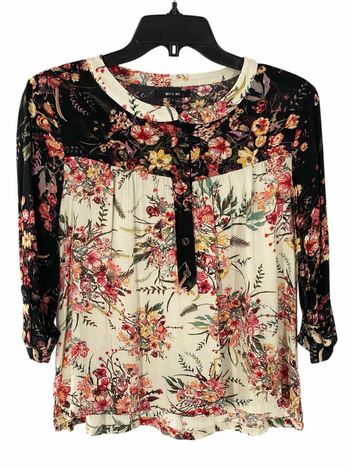 Miss Me Size S Black & White Multi Floral Long Sleeve Shirts