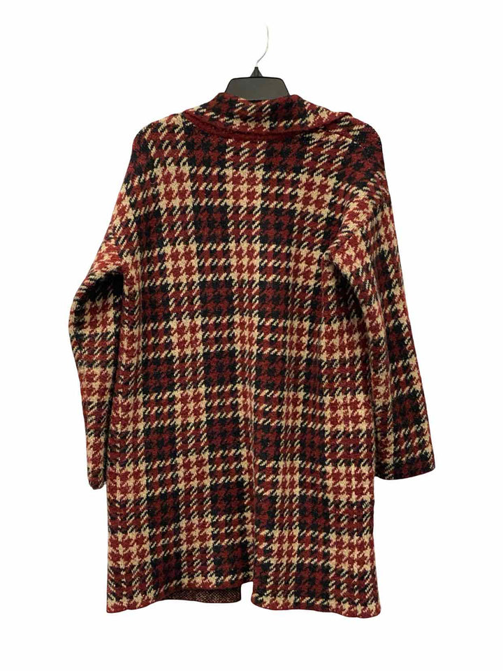 Cyrus Size S Red Black & Beige Houndstooth Sweater