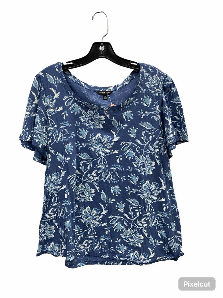 Lucky Brand Size L Blue White Short Sleeve Shirts