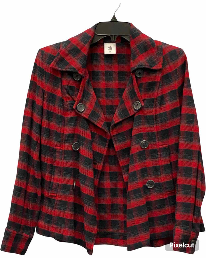 Cabi Size XS Black Red Plaid Cotton Jacket (Outdoor)