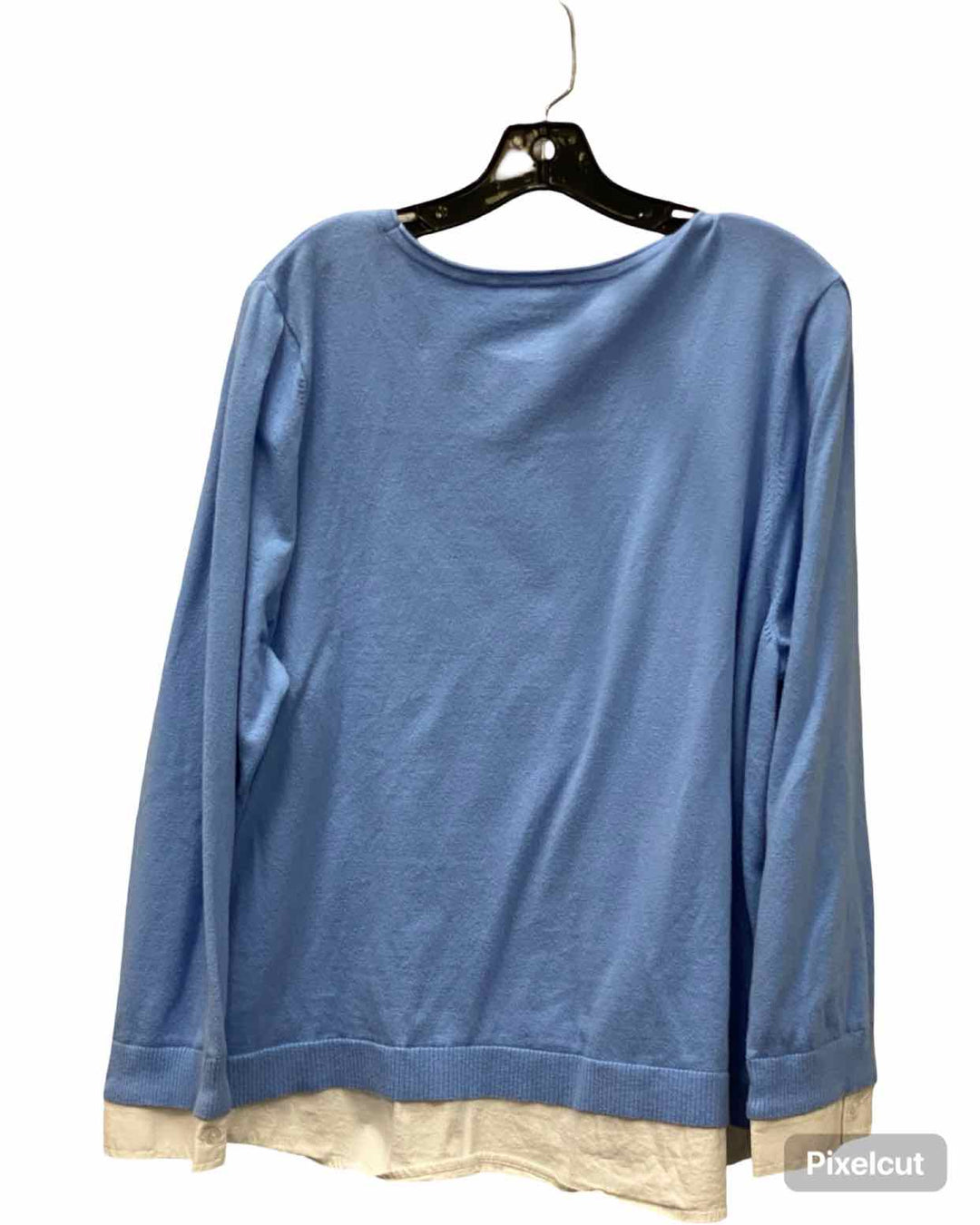 Chico's Size 4(XL) Sky Blue White Long Sleeve Shirts