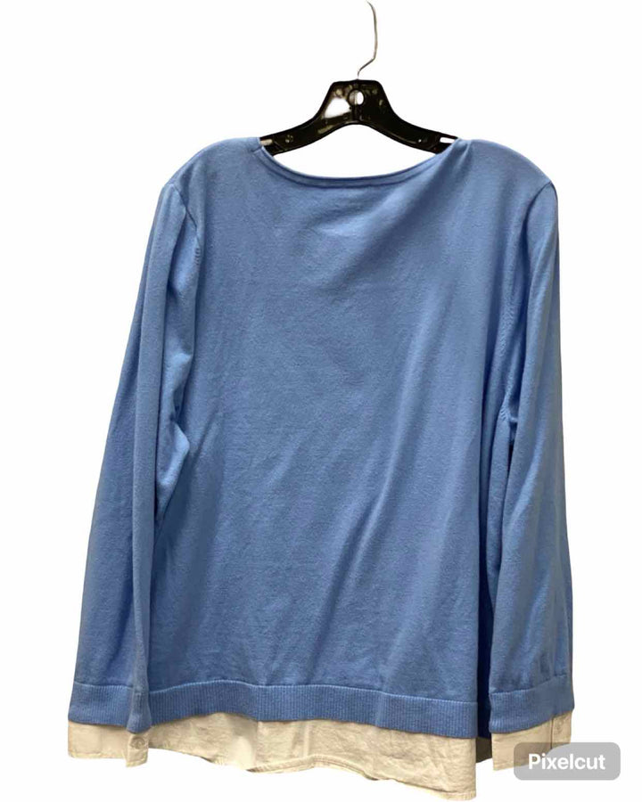 Chico's Size 4(XL) Sky Blue White Long Sleeve Shirts