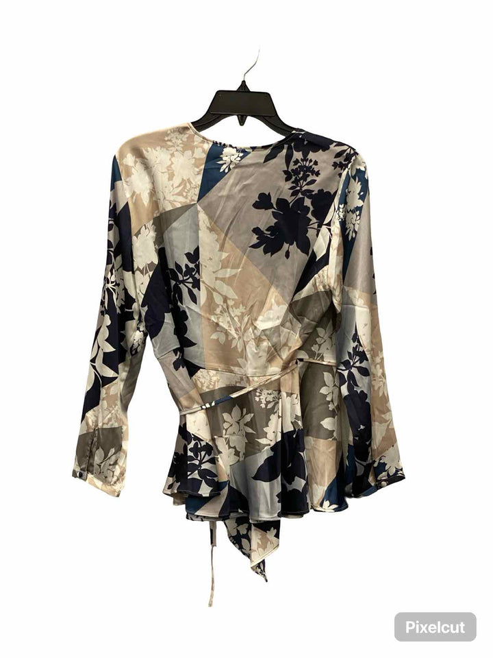 Ann Taylor Size S Blue Brown Floral Long Sleeve Shirts