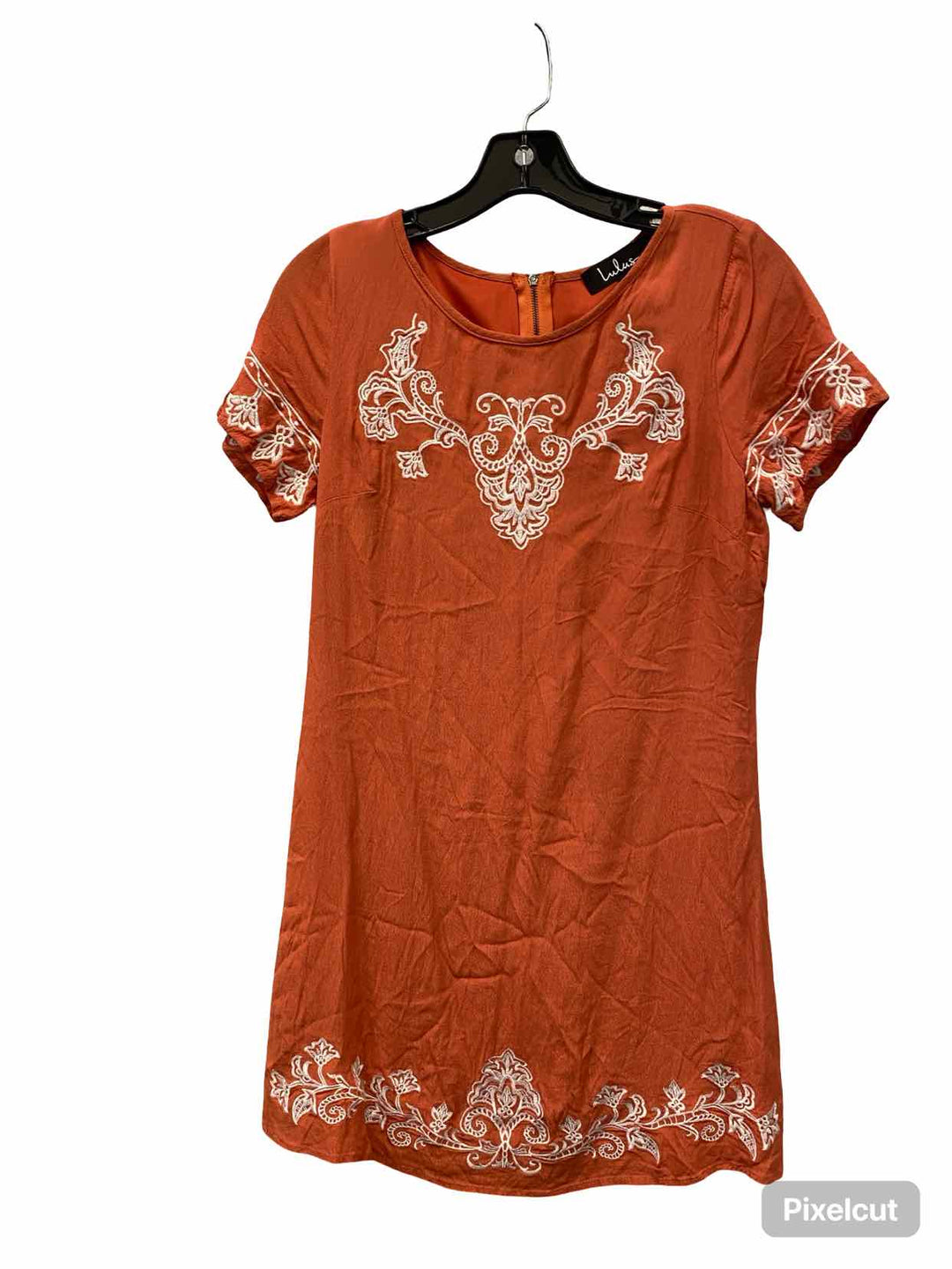 Lulus Size XS Orange White Embroidered Dress