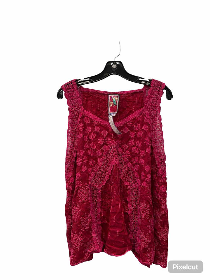 Johnny Was Size XL Pink Embroidered Tank Top