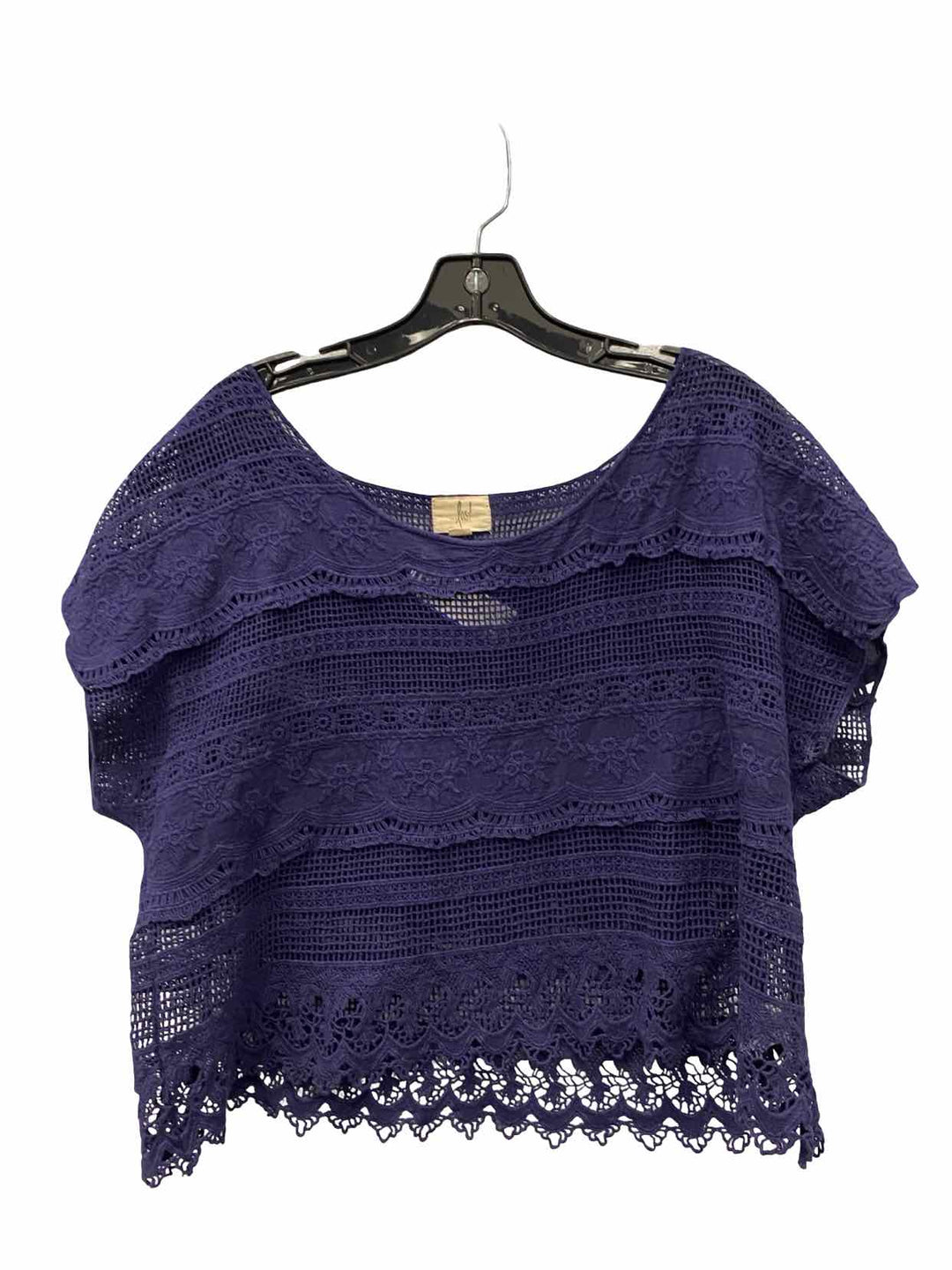 Lost Size L Black crochet 100% cotton Short Sleeve Shirts