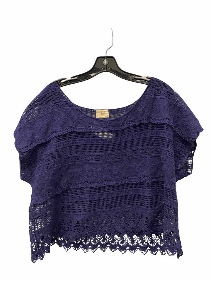 Lost Size L Black crochet 100% cotton Short Sleeve Shirts