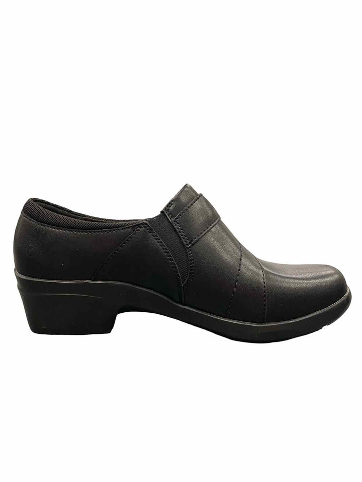 Clarks Shoe Size 8 Black Leather Upper Angie Pearl Loafers