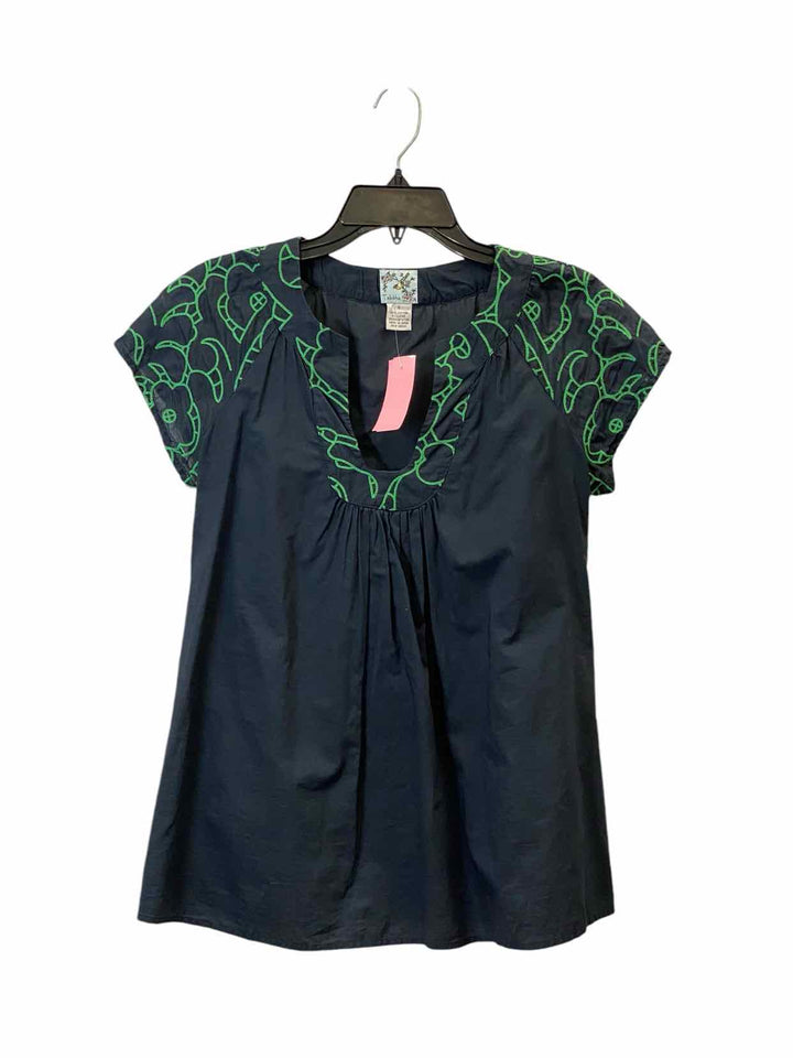 Tabitha Size 6 Navy Green 100% cotton Short Sleeve Shirts