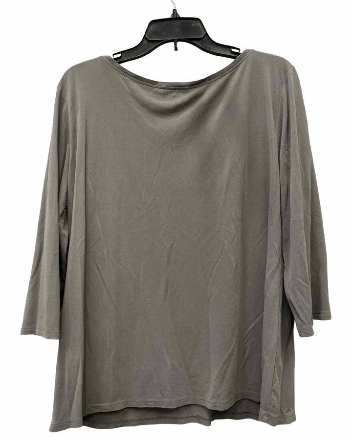 Eileen Fisher Size L Grey 100% silk Long Sleeve Shirts