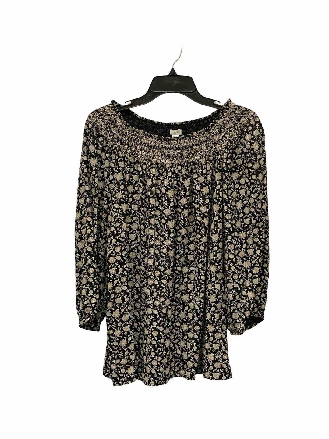 J Jill Size XL Black Brown Floral Long Sleeve Shirts