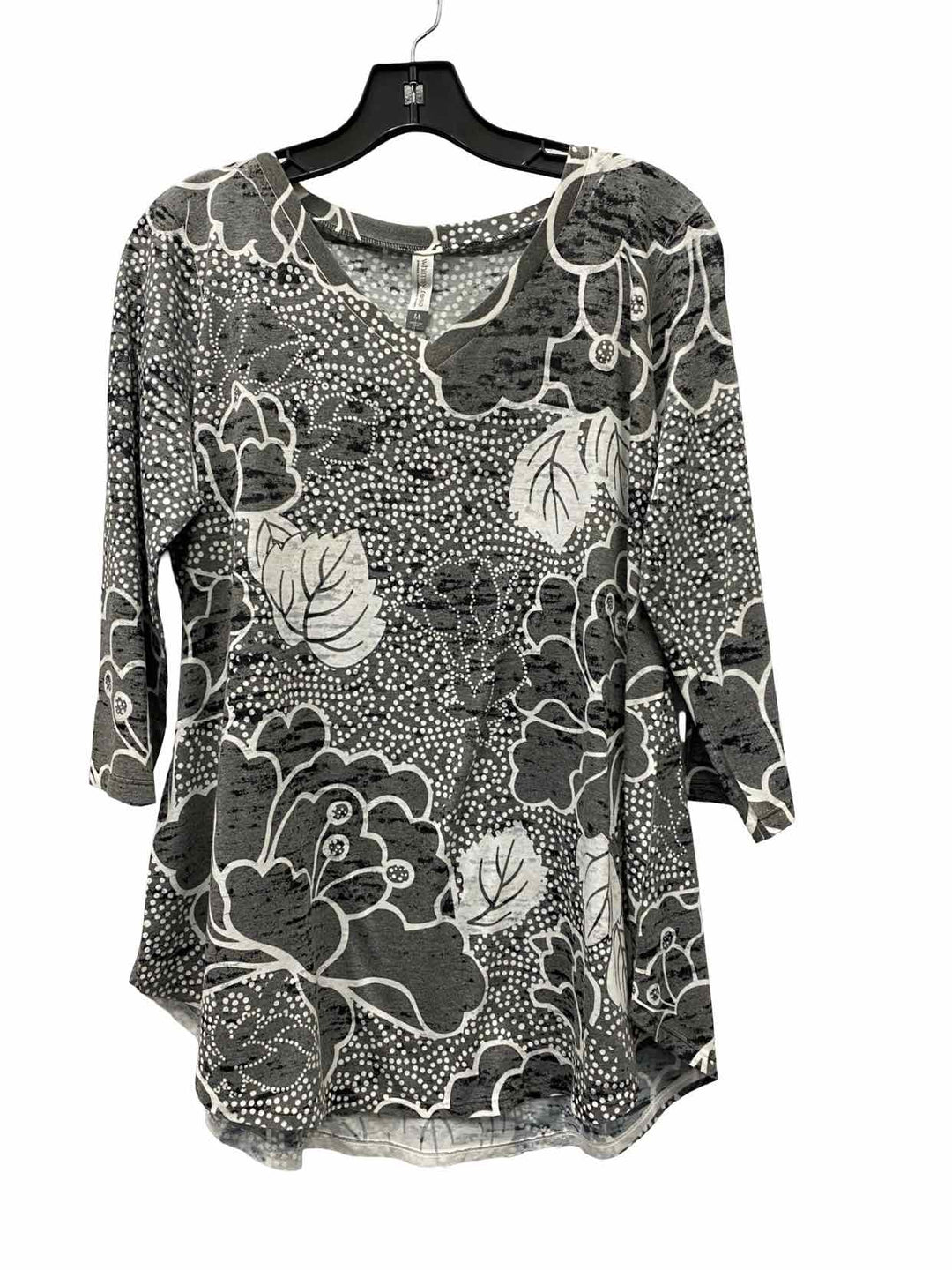 Whimsy Rose Size M Gray Leafy Long Sleeve Shirts