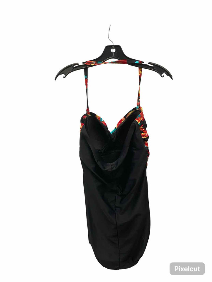 Tropical Honey Size 12 Black Floral Swimsuit