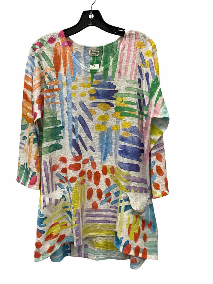 Et' Lois Size L White Multi Long Sleeve Shirts
