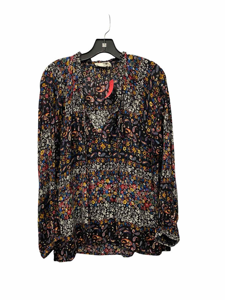 Everleigh Size XL Black Floral Long Sleeve Shirts