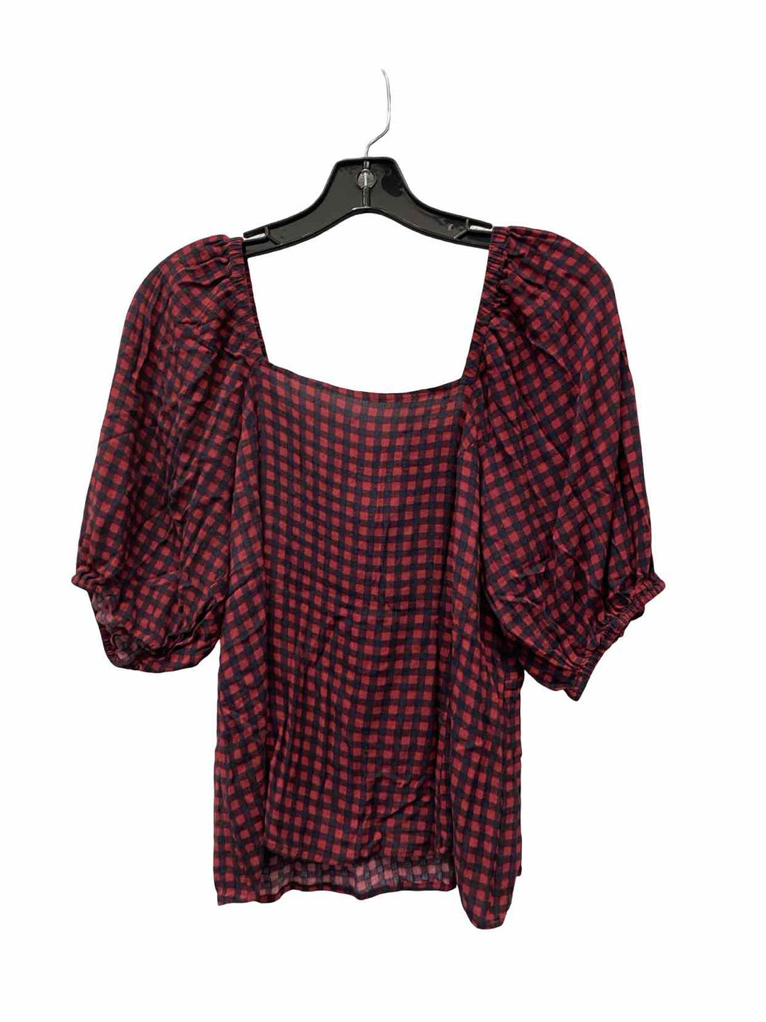 Unknown Brand Size M/L Maroon Black Plaid Short Sleeve Shirts