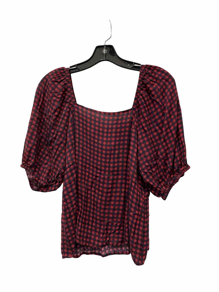 Unknown Brand Size M/L Maroon Black Plaid Short Sleeve Shirts