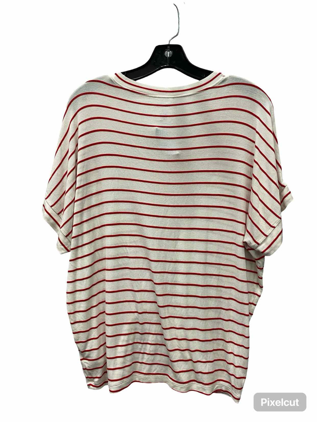 Cabi Size S White Red Stripe Short Sleeve Shirts