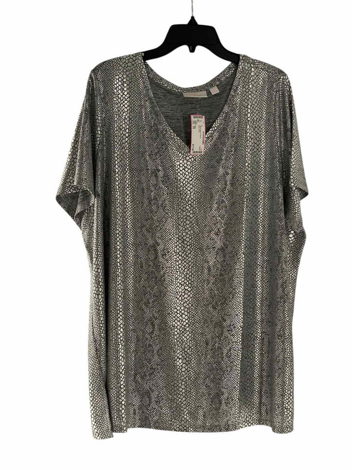 Belle Size 2X Grey Shiny Short Sleeve Shirts