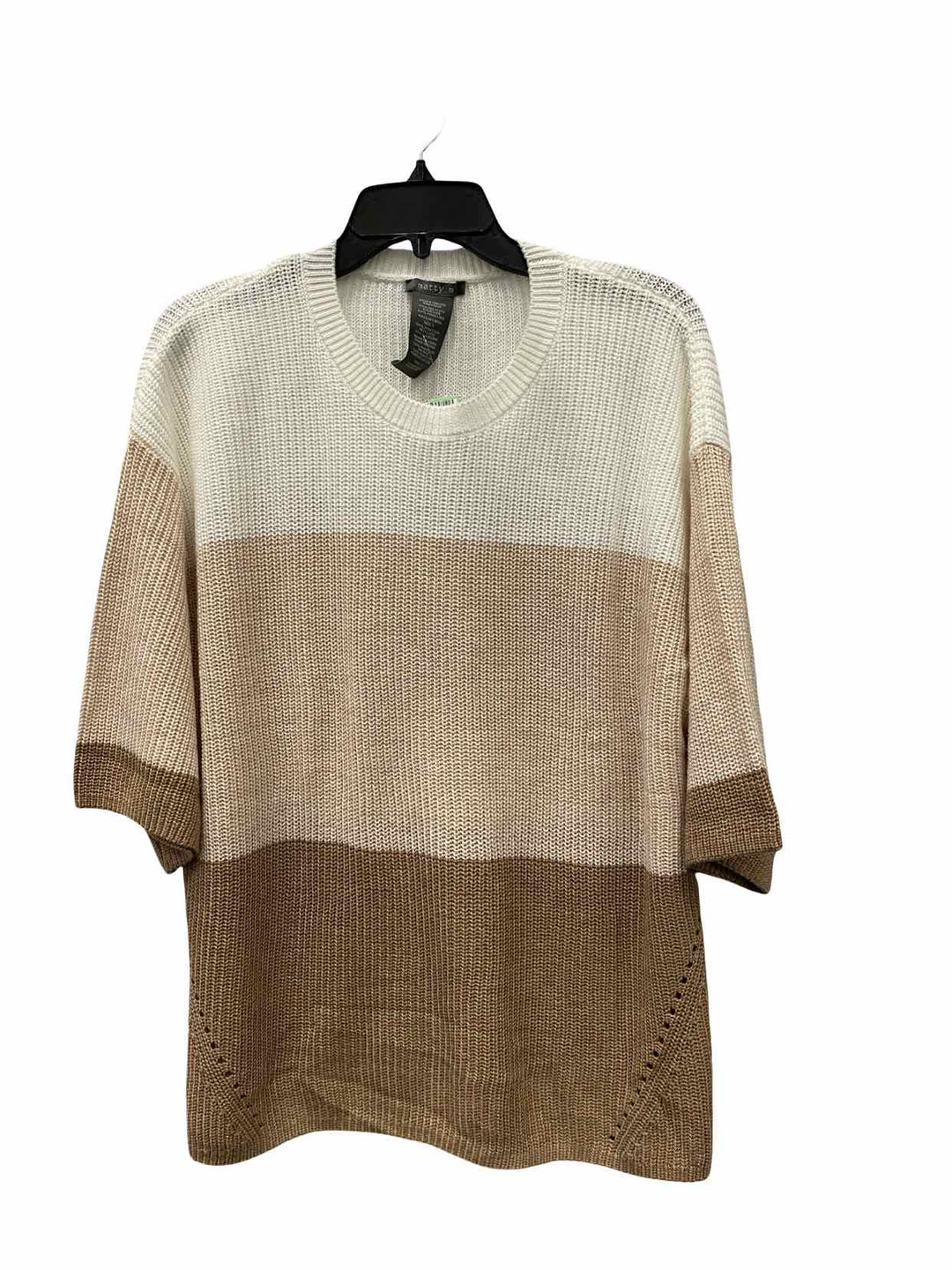 Matty M Size L White Brown Striped Sweater