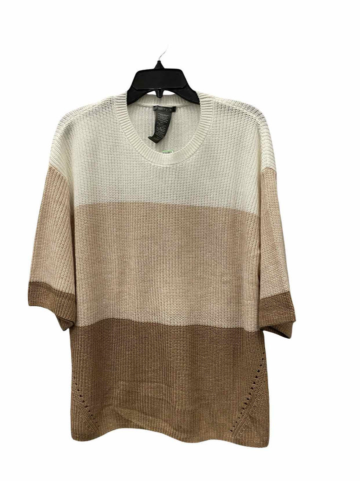Matty M Size L White Brown Striped Sweater