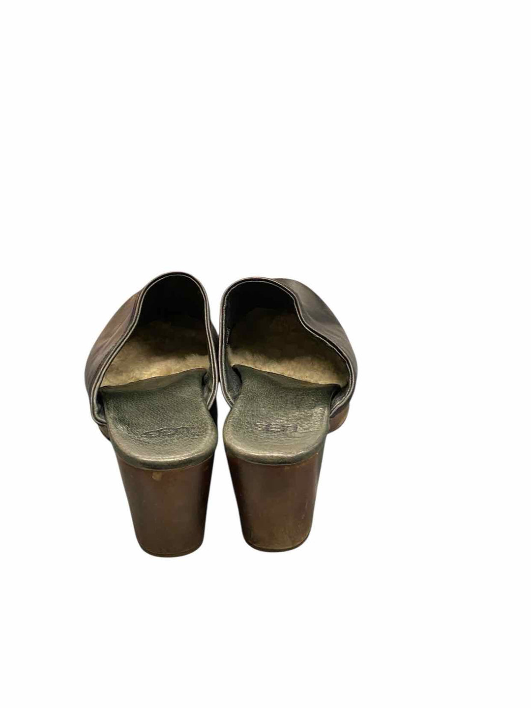 UGG Shoe Size 10 Black Brown Leather Judi Clogs Heels