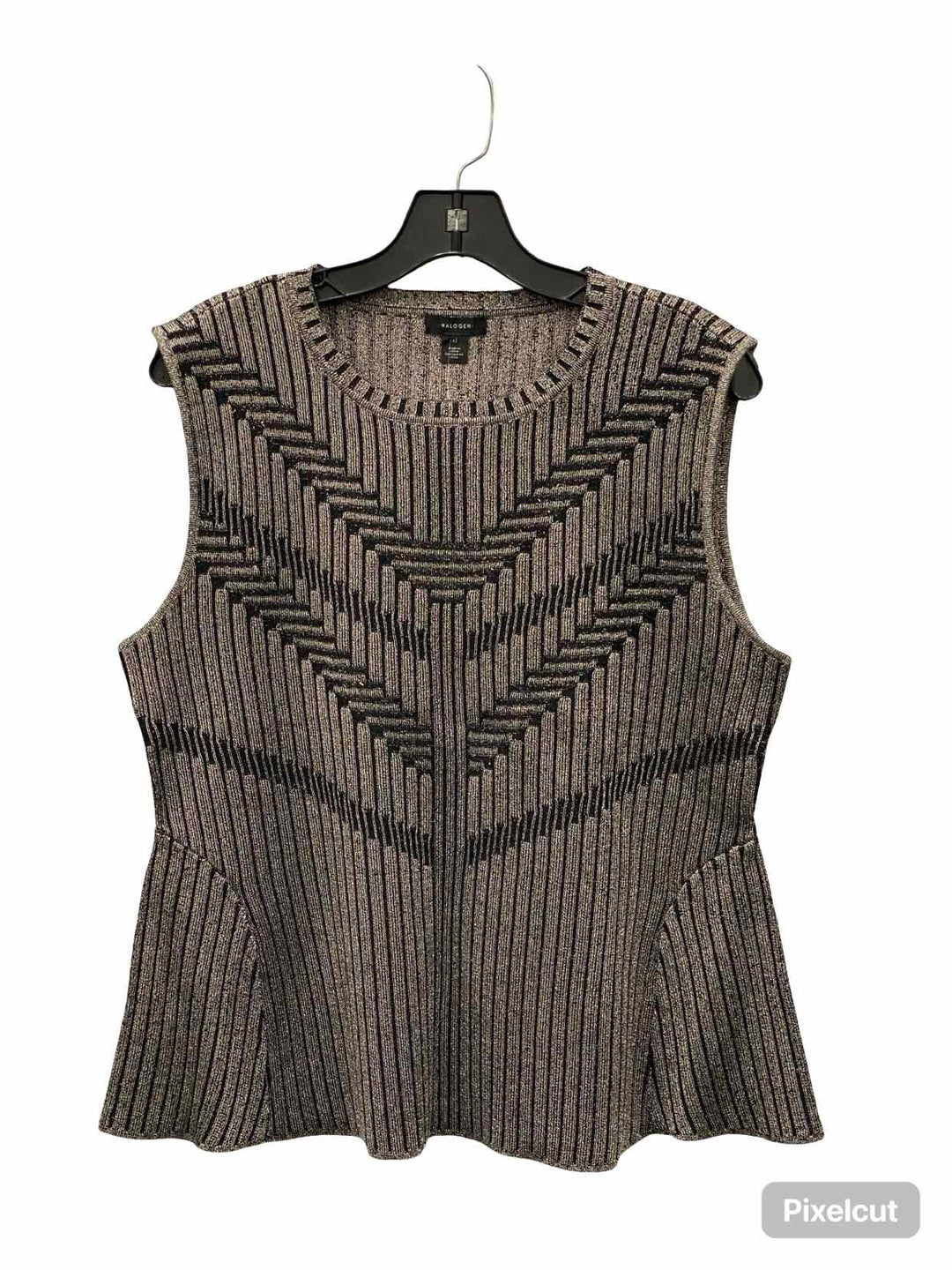 Halogen Size 1X Silver Black Tank Top