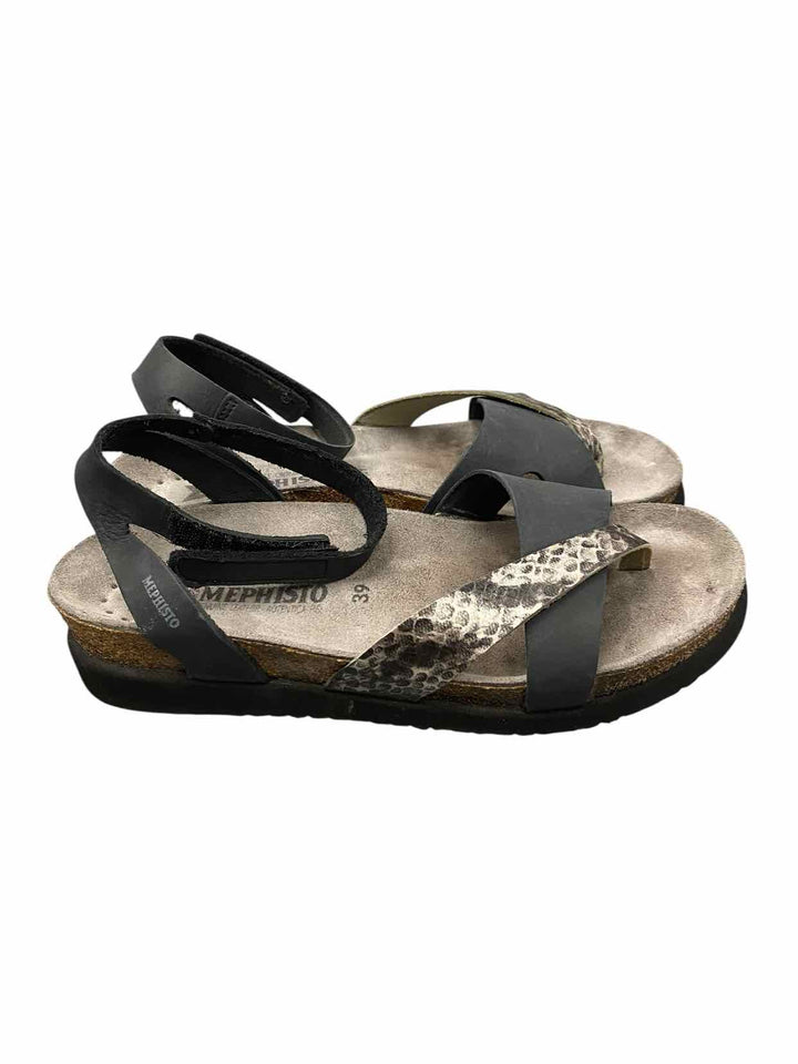 Mephisto Shoe Size 39 Gray Black Sandals