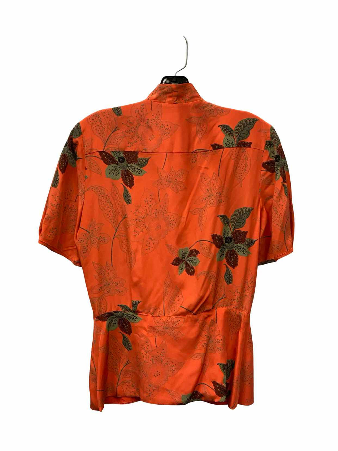 Paul Stanley Size 12 Orange Floral 100% silk Short Sleeve Shirts