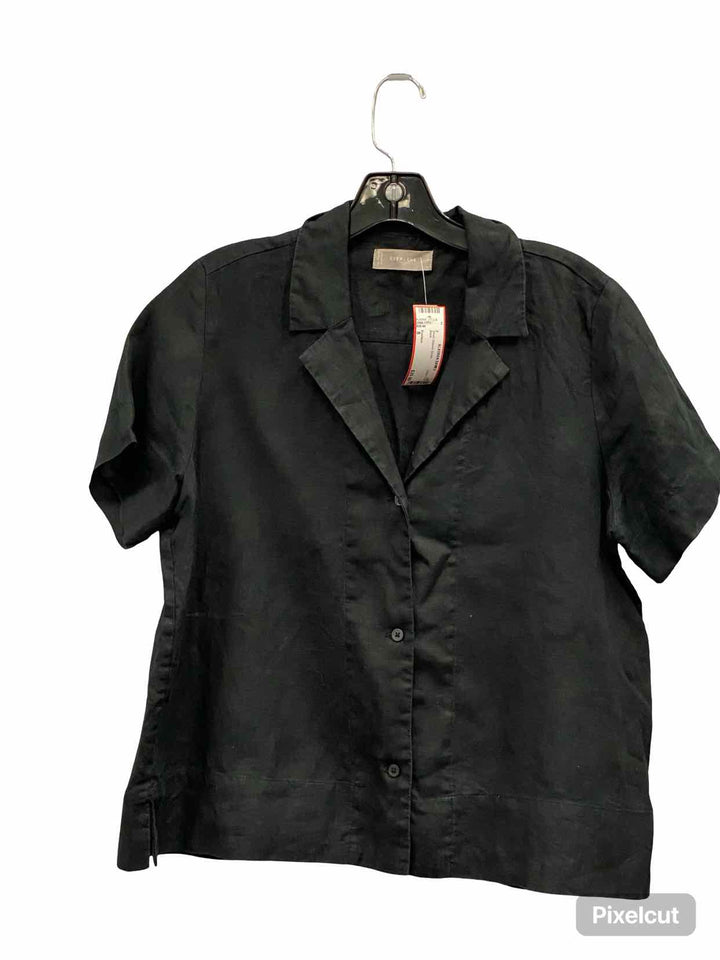 Everlane Size 8 Black Linen Short Sleeve Shirts