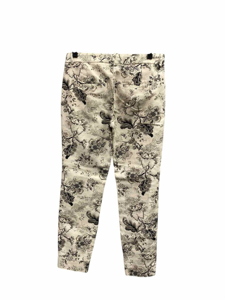 ZARA Size 4 Cream Black Floral Pants