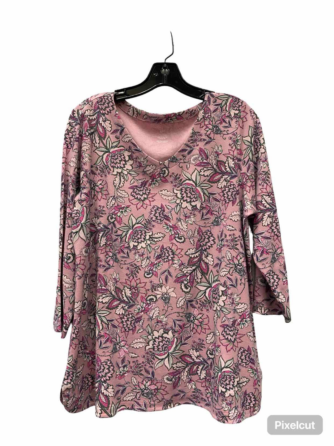 J Jill Size L Purple Floral 100% Pima Cotton Long Sleeve Shirts