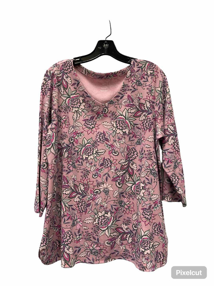 J Jill Size L Purple Floral 100% Pima Cotton Long Sleeve Shirts