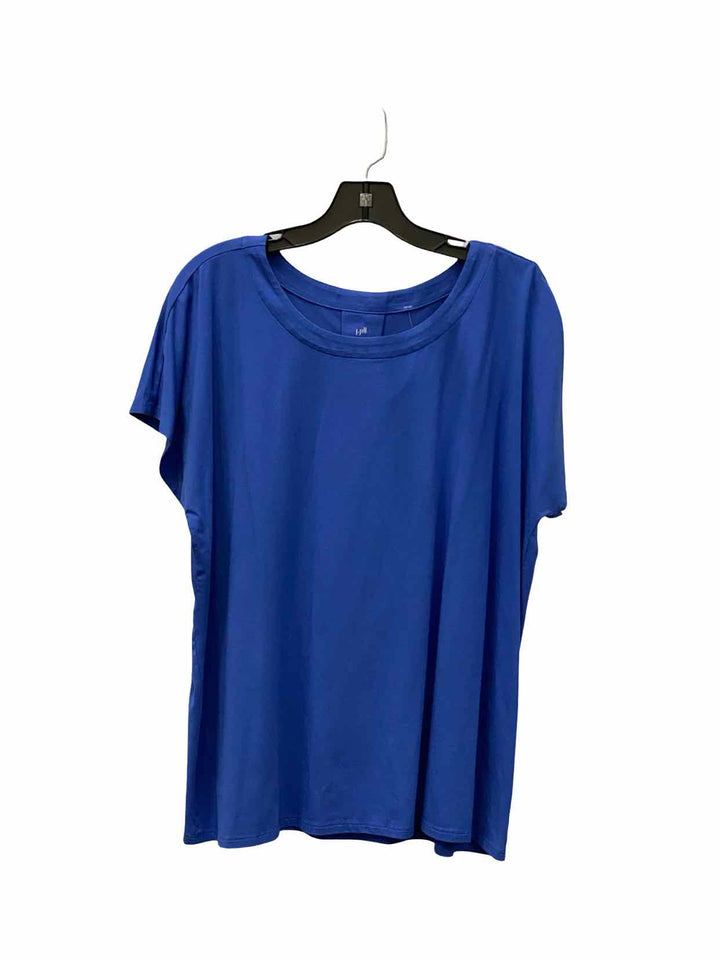 J Jill Size L Blue Short Sleeve Shirts