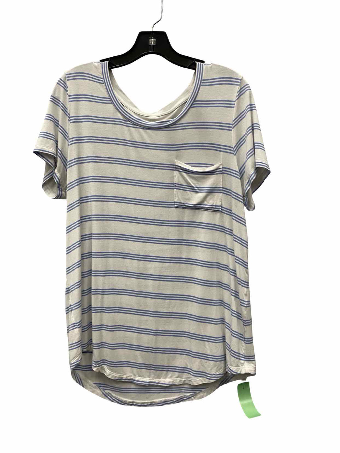 Market & Spruce Size L White Blue Striped Short Sleeve Shirts