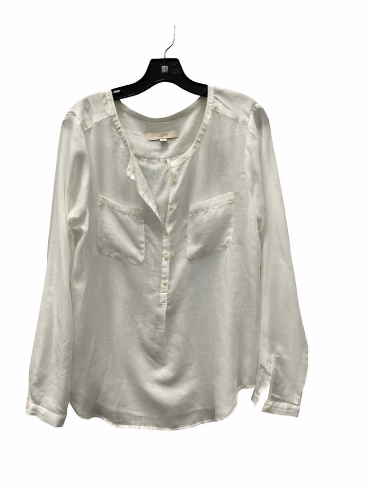 Loft Size L White Long Sleeve Shirts