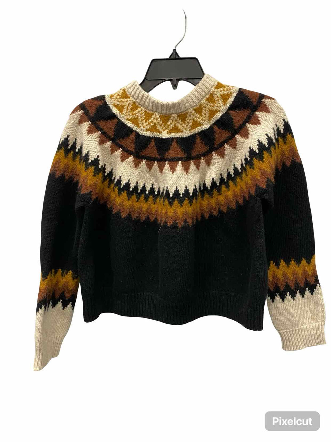 Momoni Size XS Black & Brown Orange Knit 88% Lambs wool 12% alpaca Sweater