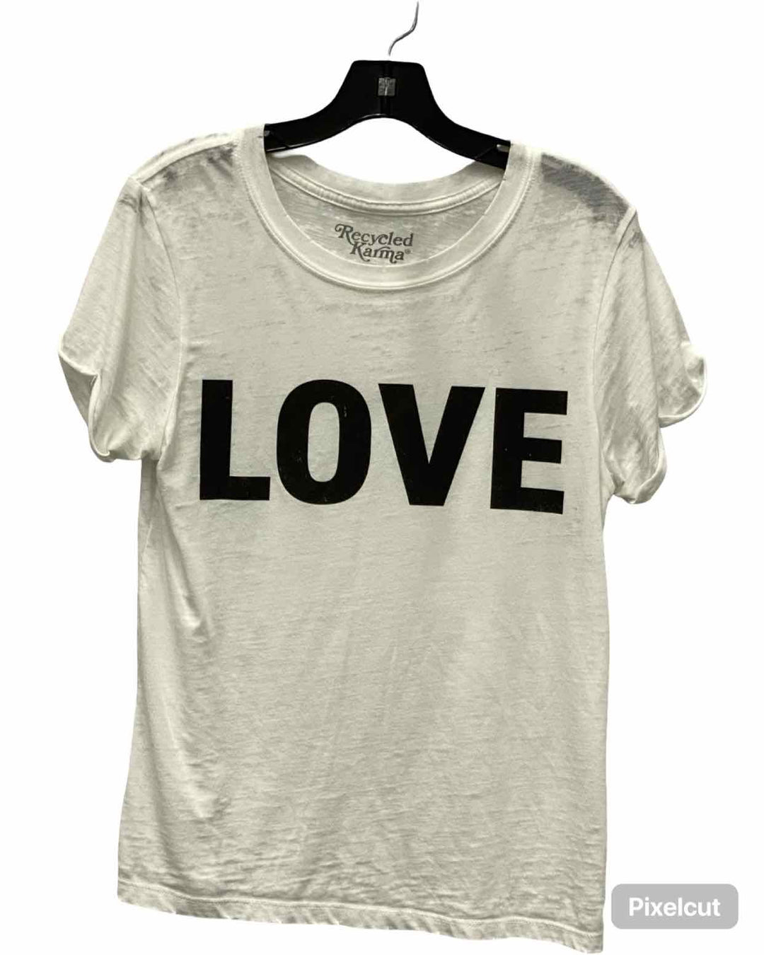 Recycled Karma Size S White Black LOVE T-shirt