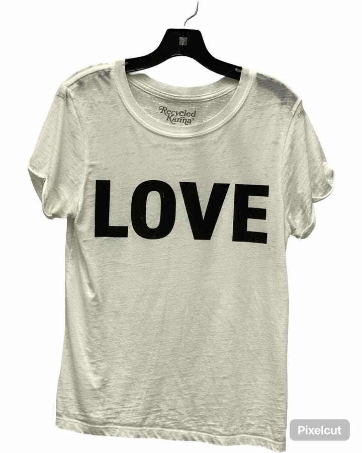 Recycled Karma Size S White Black LOVE T-shirt